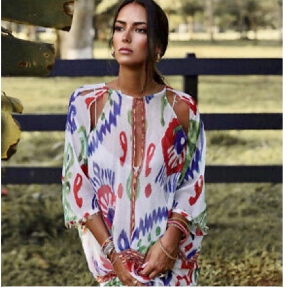 Zara Beaded Print Kaftan Tunic